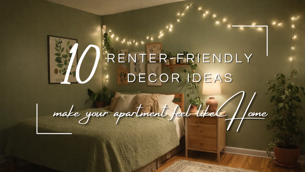 cozy renter friendly bedroom decor with fairy lights warm lighting and plants