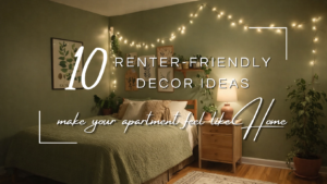cozy renter friendly bedroom decor with fairy lights warm lighting and plants
